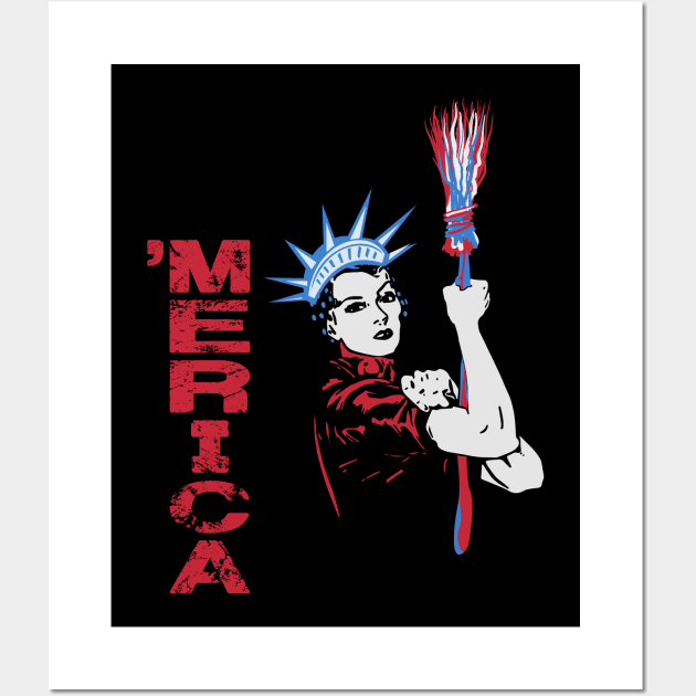 Merica Statue of Liberty 4th Of July Independence Day Sarcasm Wall Art by Xeire